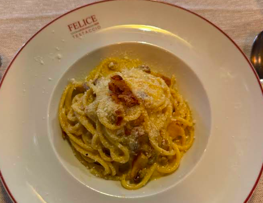 Felice a Testaccio signature dishes Tonnarelli Cacio E Pepe
Carbonara
Polpette al Sugo